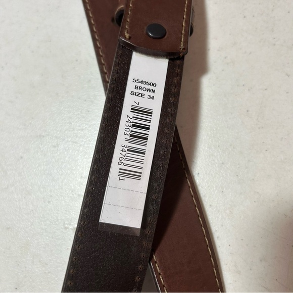 New Sheplers Men’s Leather Brown Belt Silver Hardware Size 34 BNWT - Picture 3 of 3